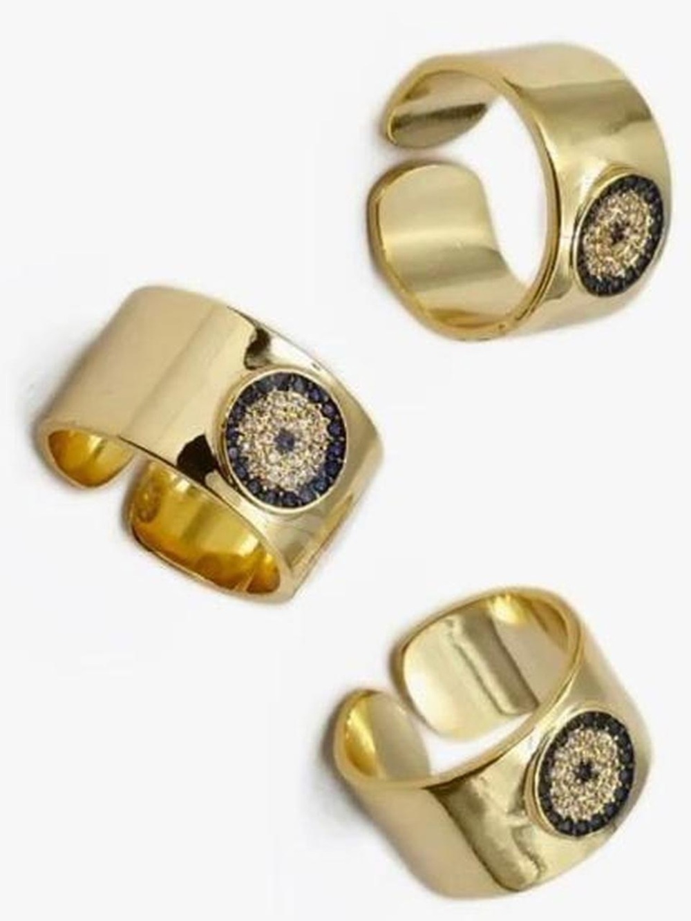 NEW Gold Chunky Evil Eye Adjustable Ring OS